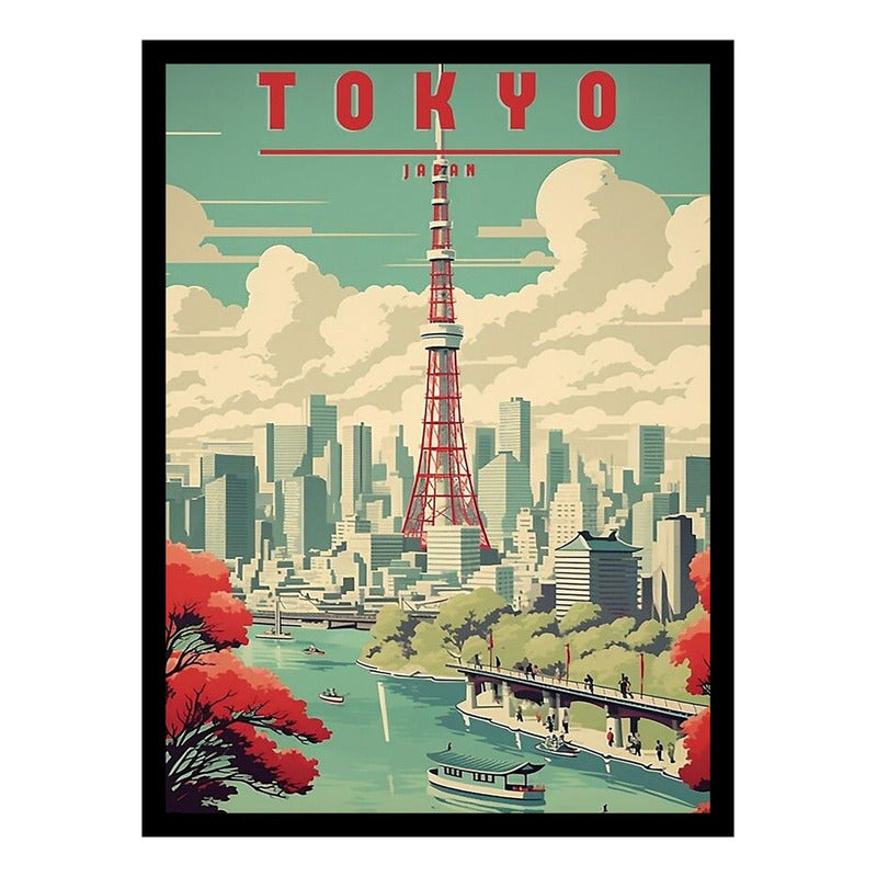 Cuadro 30x42cm Poster Tx Tokyo Y La Torre Colores Japon